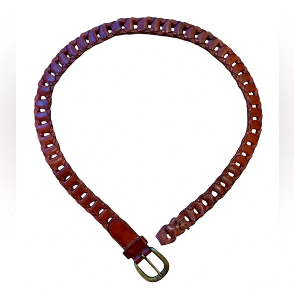 Vintage Brass and Leather Belt Unisex Boho Cowboy - Picture 1 of 5